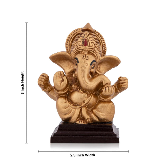 Ganapati Idol - 3 x 2.5 Inches | Resin Statue/ Vinayaka Statue/ Ganesha Statue for Home