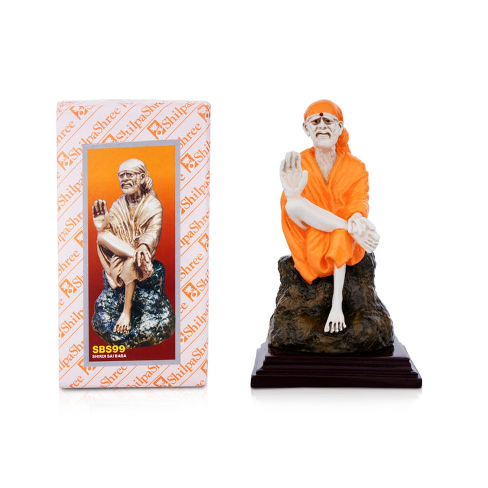Shirdi Saibaba - 5 x 2.5 Inches | Marble Dust Sai Baba Murti/ Saibaba Statue/ Sai Baba Idol for Home