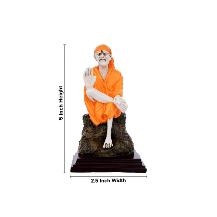 Shirdi Saibaba - 5 x 2.5 Inches | Marble Dust Sai Baba Murti/ Saibaba Statue/ Sai Baba Idol for Home