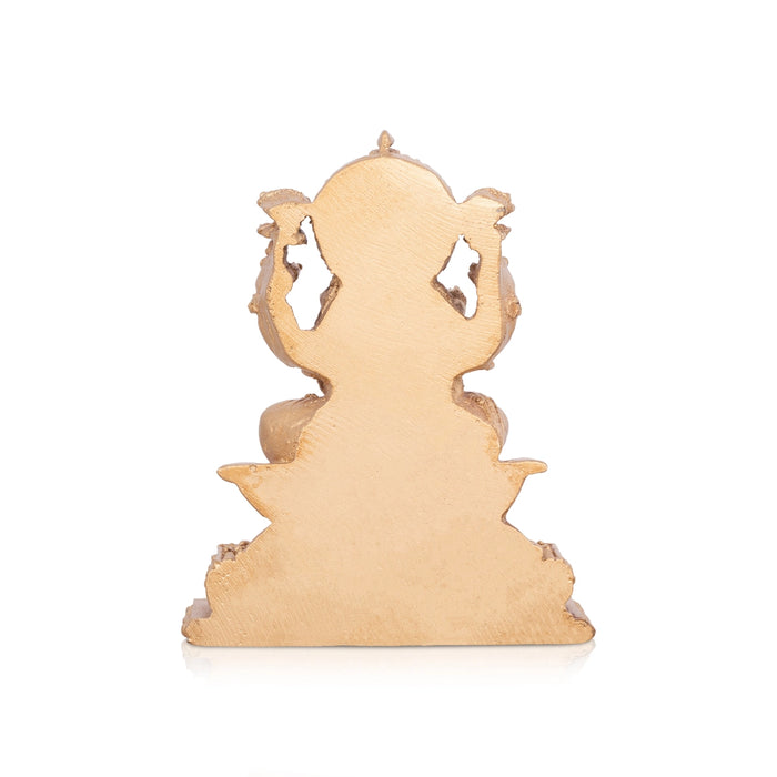 Lakshmi Devi Sitting On Lotus Murti - 4.5 x 3.5 Inches | Resin Idol/ Gold Polish Laxmi Statue For Home