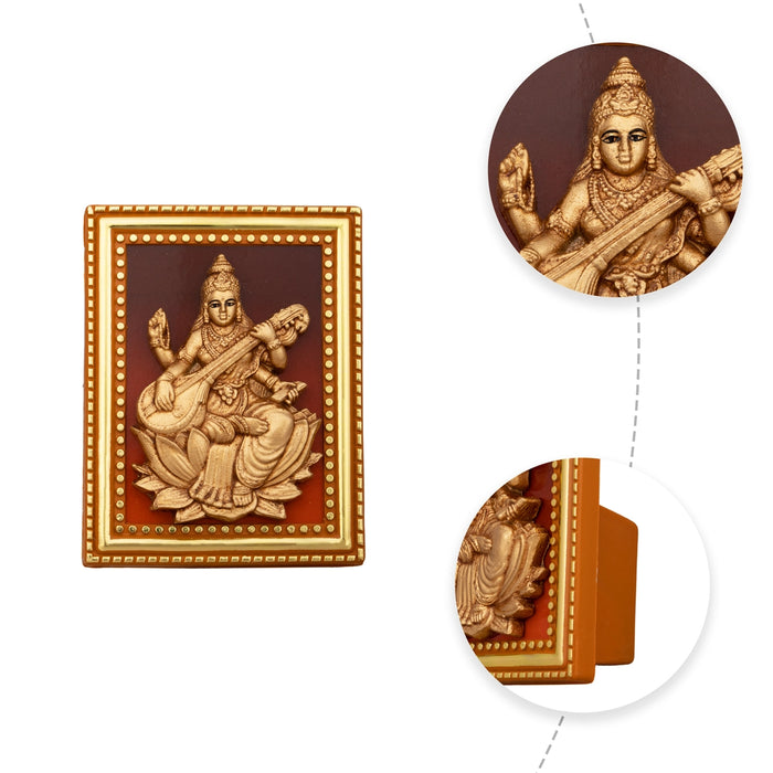 Saraswati Photo Frame - 4 x 3 Inches | Photo Frame/ Picture Stand/ Frame Photo for Pooja Space