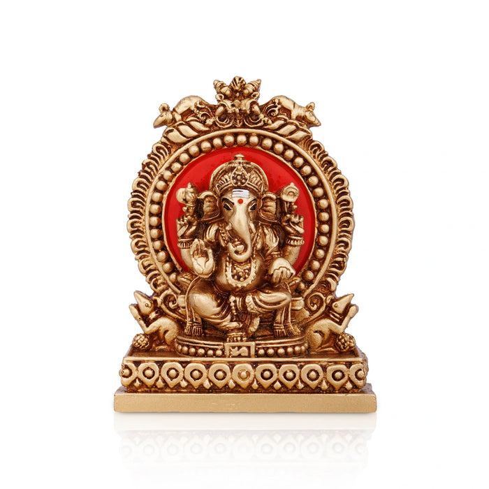 Vinayagar Sitting on Simhasan Murti - 4 x 3 Inches | Resin Idol/ Ganesha Figurine For Pooja Room