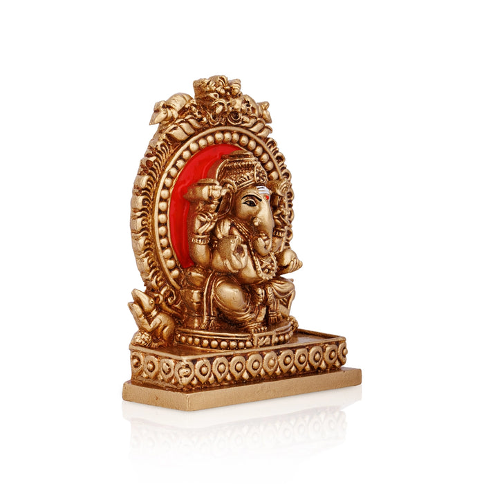Vinayagar Sitting on Simhasan Murti - 4 x 3 Inches | Resin Idol/ Ganesha Figurine For Pooja Room