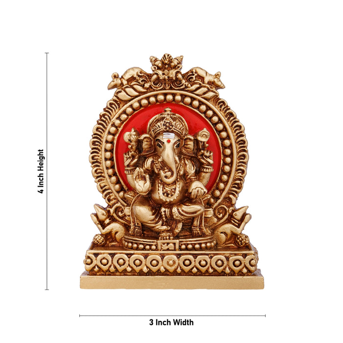 Vinayagar Sitting on Simhasan Murti - 4 x 3 Inches | Resin Idol/ Ganesha Figurine For Pooja Room