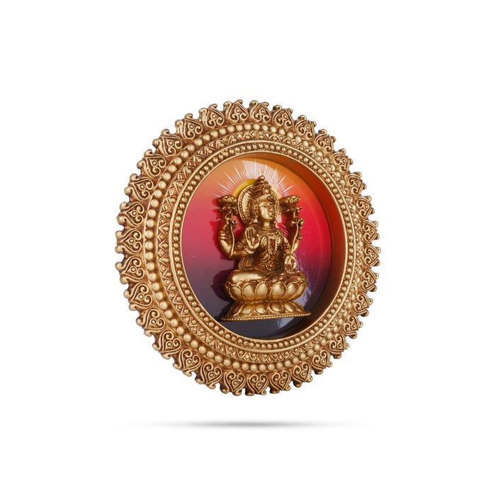 Lakshmi Wall Hanging - 7 x 7 Inches | Resin Laxmi Round Wall Hanger for Home