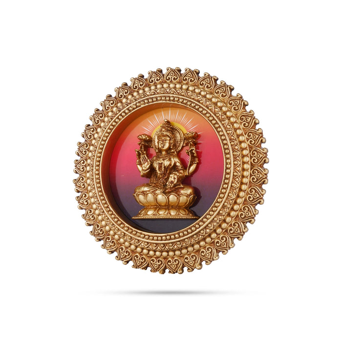 Lakshmi Wall Hanging - 7 x 7 Inches | Resin Laxmi Round Wall Hanger for Home