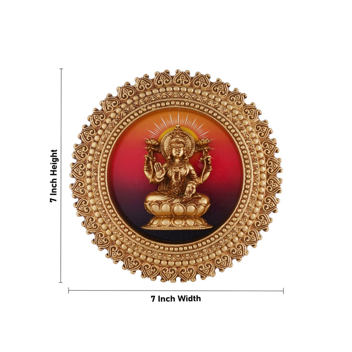 Lakshmi Wall Hanging - 7 x 7 Inches | Resin Laxmi Round Wall Hanger for Home