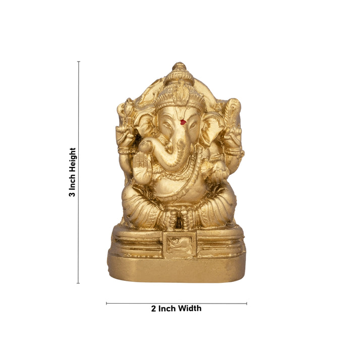 Ganesh Murti - 3 x 2 Inches | Resin Statue/ Gold Polish Ganpati Murti for Pooja/ 80 Gms Approx