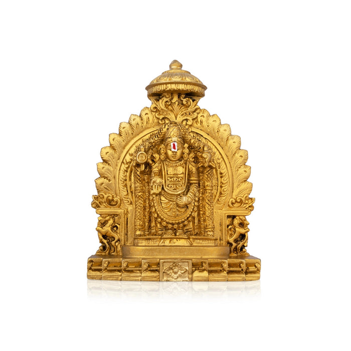 Balaji Murti Standing On Simhasan - 5 x 4 Inches | Resin Statue/ Gold Polish Balaji Idol for Pooja/ 296 Gms