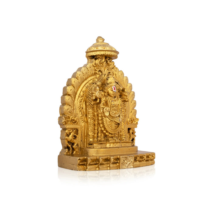 Balaji Murti Standing On Simhasan - 5 x 4 Inches | Resin Statue/ Gold Polish Balaji Idol for Pooja/ 296 Gms