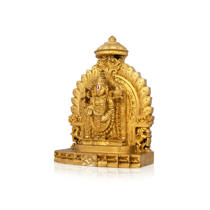 Balaji Murti Standing On Simhasan - 5 x 4 Inches | Resin Statue/ Gold Polish Balaji Idol for Pooja/ 296 Gms