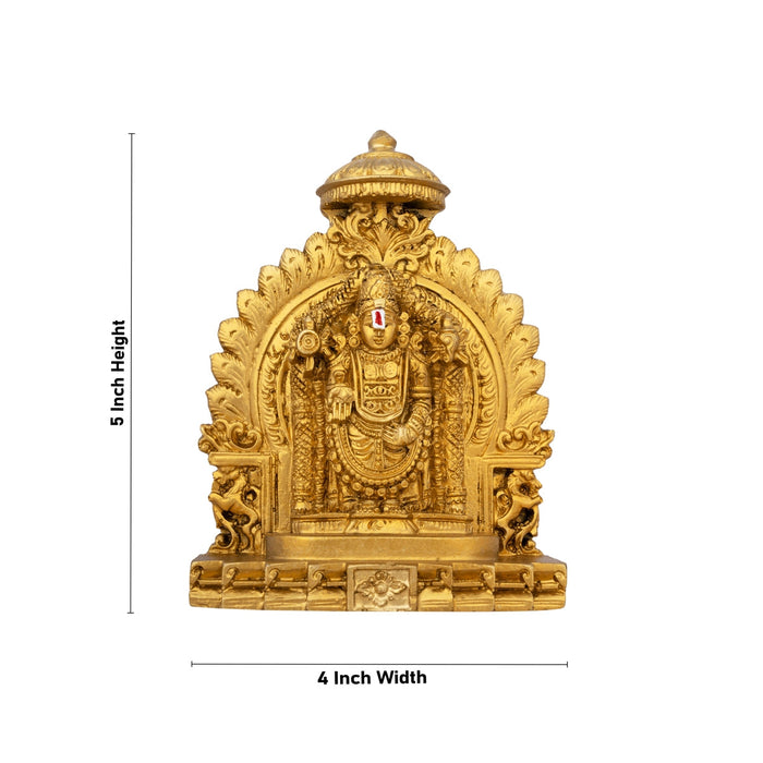 Balaji Murti Standing On Simhasan - 5 x 4 Inches | Resin Statue/ Gold Polish Balaji Idol for Pooja/ 296 Gms