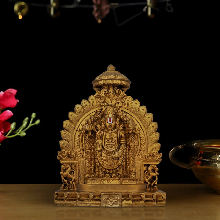 Balaji Murti Standing On Simhasan - 5 x 4 Inches | Resin Statue/ Gold Polish Balaji Idol for Pooja/ 296 Gms