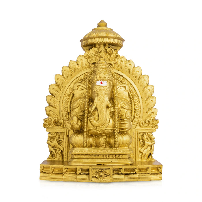 Vinayagar With Arch Sitting On Base Murti - 5.5 x 3.25 Inches | Resin Idol/ Ganpati Statue For Pooja Room
