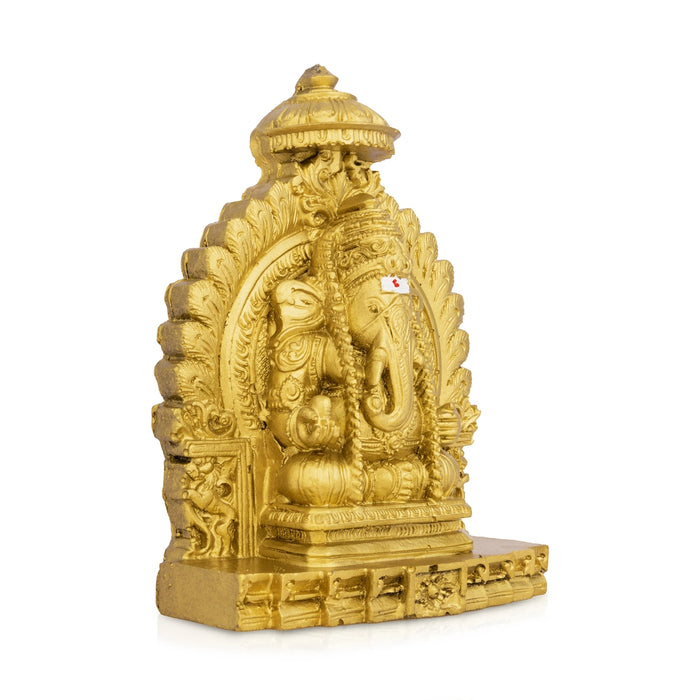 Vinayagar With Arch Sitting On Base Murti - 5.5 x 3.25 Inches | Resin Idol/ Ganpati Statue For Pooja Room