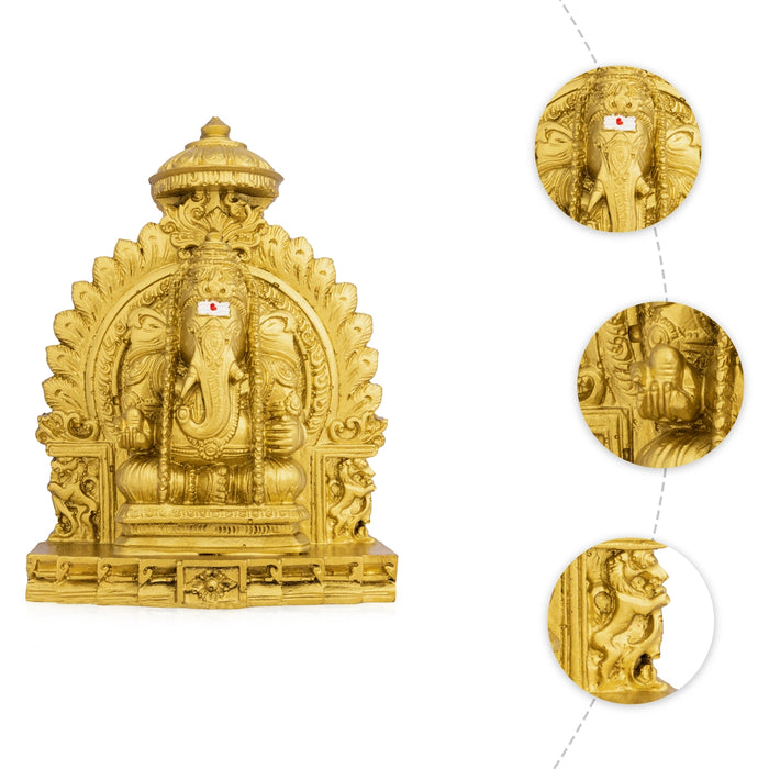 Vinayagar With Arch Sitting On Base Murti - 5.5 x 3.25 Inches | Resin Idol/ Ganpati Statue For Pooja Room