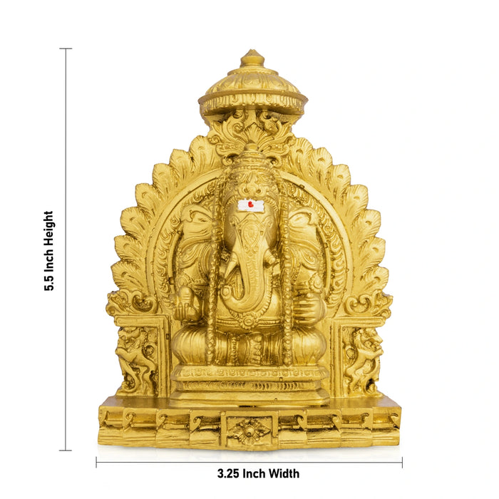 Vinayagar With Arch Sitting On Base Murti - 5.5 x 3.25 Inches | Resin Idol/ Ganpati Statue For Pooja Room