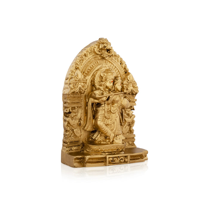 Radha Krishna Murti with Arch - 4.5 x 3.25 Inches | Resin Statue/ Gold Polish Radha Krishna Idol for Pooja