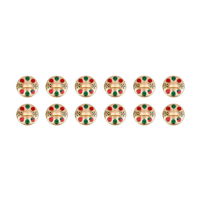 Kumkum Bharani Set - 1.5 x 1 Inches | 12 Pcs/ Kumkum Box/ Gold Colour Kumkum Pot for Women