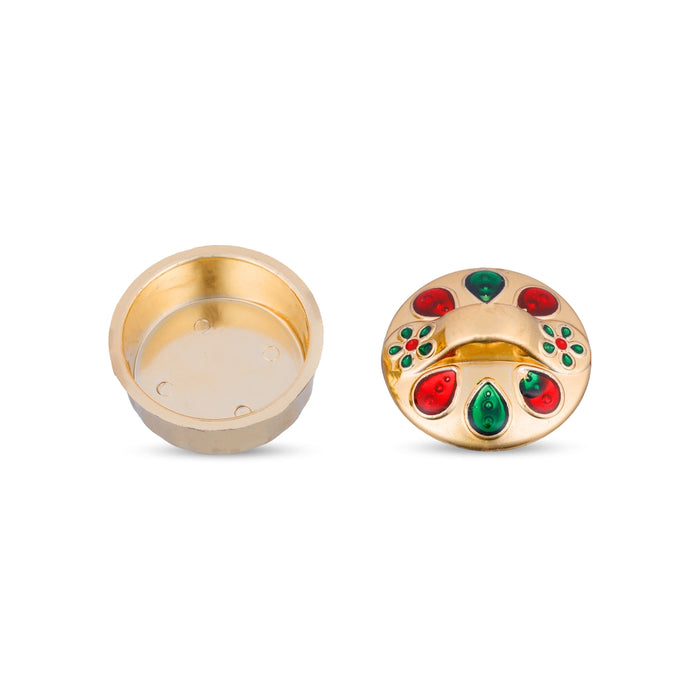 Kumkum Bharani Set - 1.5 x 1 Inches | 12 Pcs/ Kumkum Box/ Gold Colour Kumkum Pot for Women