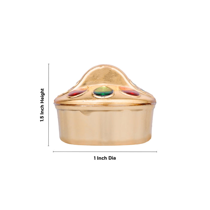 Kumkum Bharani Set - 1.5 x 1 Inches | 12 Pcs/ Kumkum Box/ Gold Colour Kumkum Pot for Women