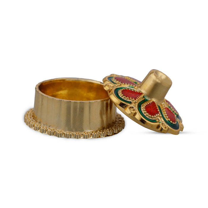 Kumkum Box Set - 1.5 x 1 Inches | 10 Pcs/ Kumkum Bharani/ Kumkum Pot for Pooja/ 100 Gms/ Assorted Design