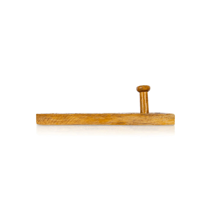 Wooden Paduka - 1 x 11 Inches | Flower Shankh Chakra Design Padham/ Holy Sandals for Pooja