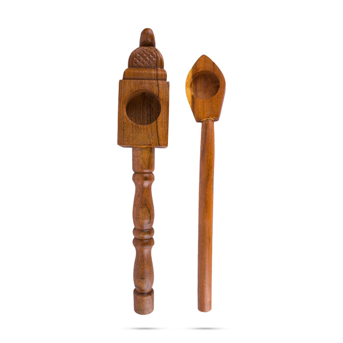 Havan Spoon Set - 18 X 3 X 2 Inches | Homam Spoon/ Havan Ghee Spoon/ Wooden Hawan Spoon For Pooja & Yajna