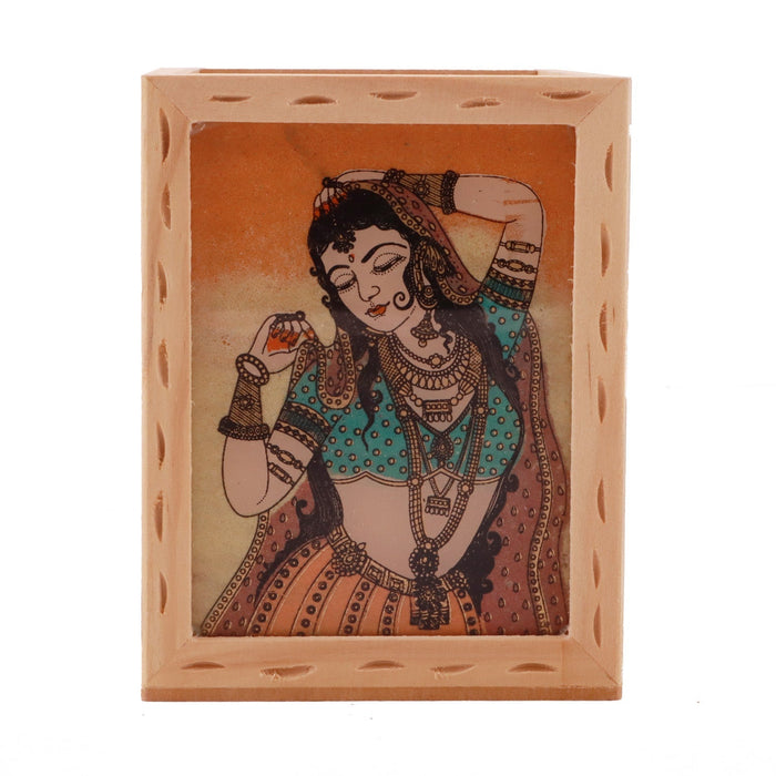 Wooden Pen Stand - 3 x 4 Inches | Decorative Pen Stand/ Gem Stone Painting Pen Holder for Home
