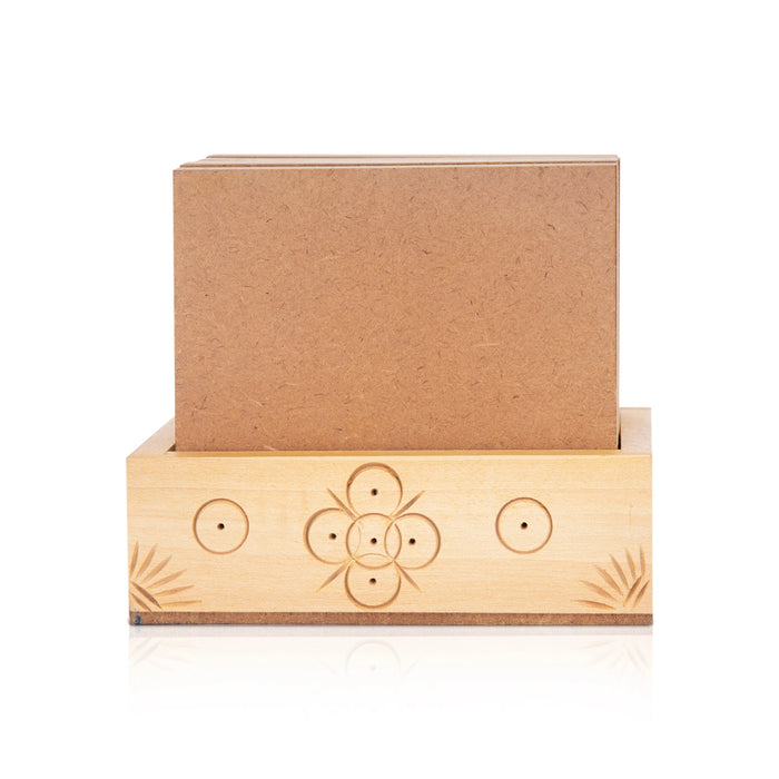 Tea Coaster Set - 3.5 x 3 Inches | 6 Pcs / Wooden Coaster stand/ Tajmahal Design Table Coasters for Home