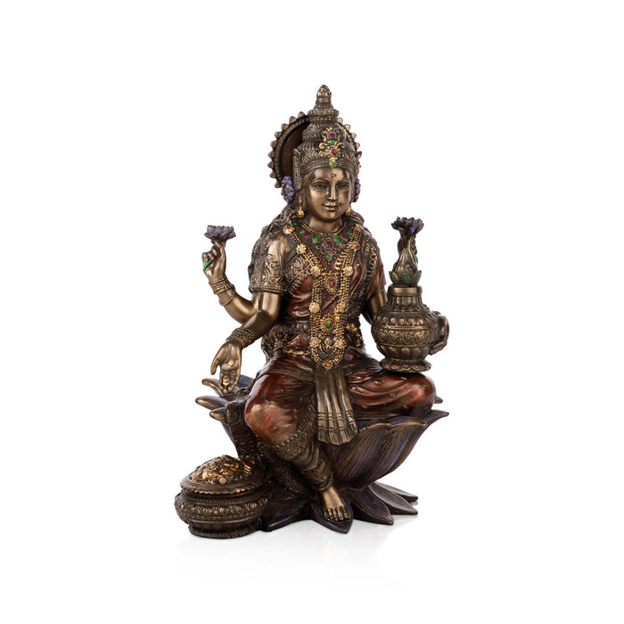 Lakshmi Idol Sitting On Lotus - 7 x 4 Inches | Laxmi Idol/ Resin Statue/ Lakshmi Murti for Pooja