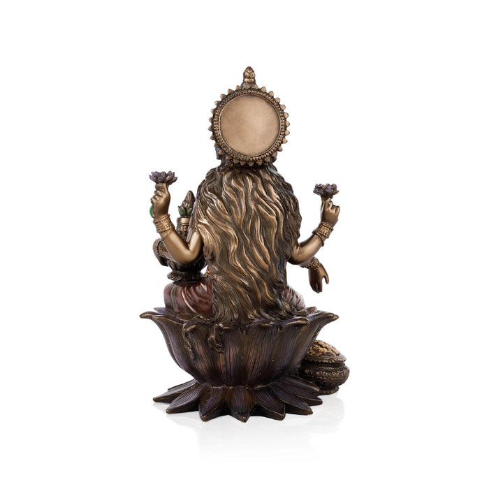 Lakshmi Idol Sitting On Lotus - 7 x 4 Inches | Laxmi Idol/ Resin Statue/ Lakshmi Murti for Pooja