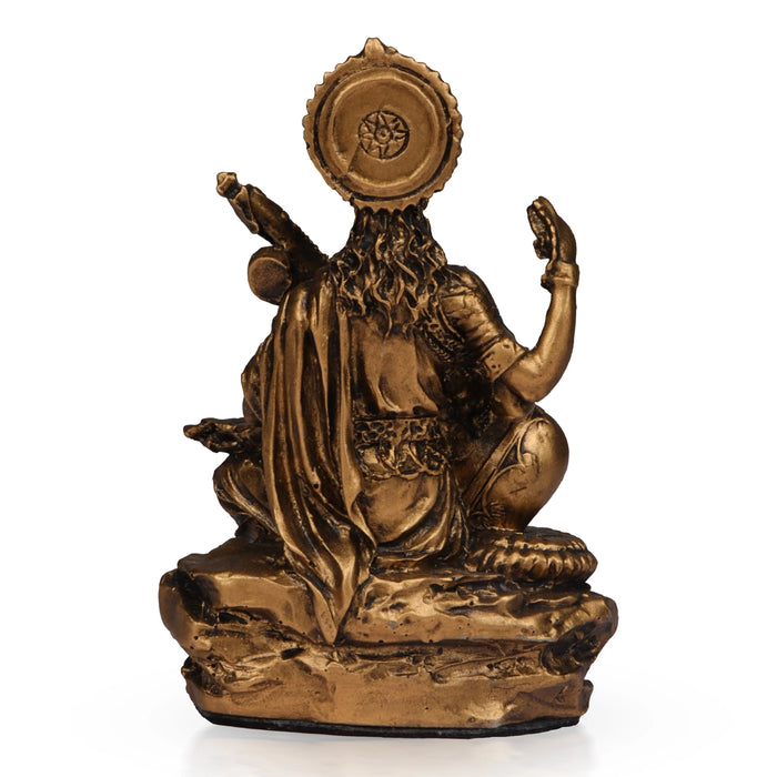 Saraswathi Sitting on Base Murti - 3 x 2 Inches | Resin Brass Finish Idol / Saraswati Statue for Festive Decor