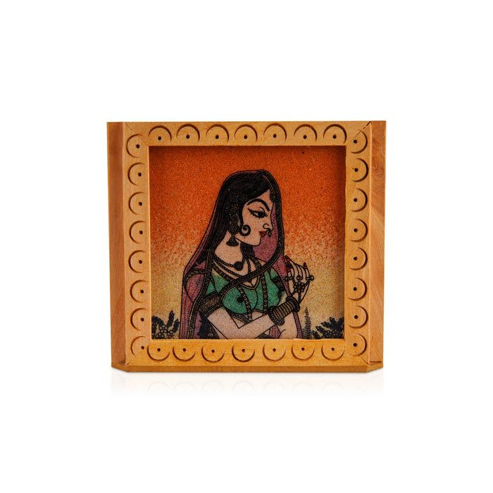 Wooden Pen Stand - 3 x 3 Inches | Gem Stone Pen Holder for Table