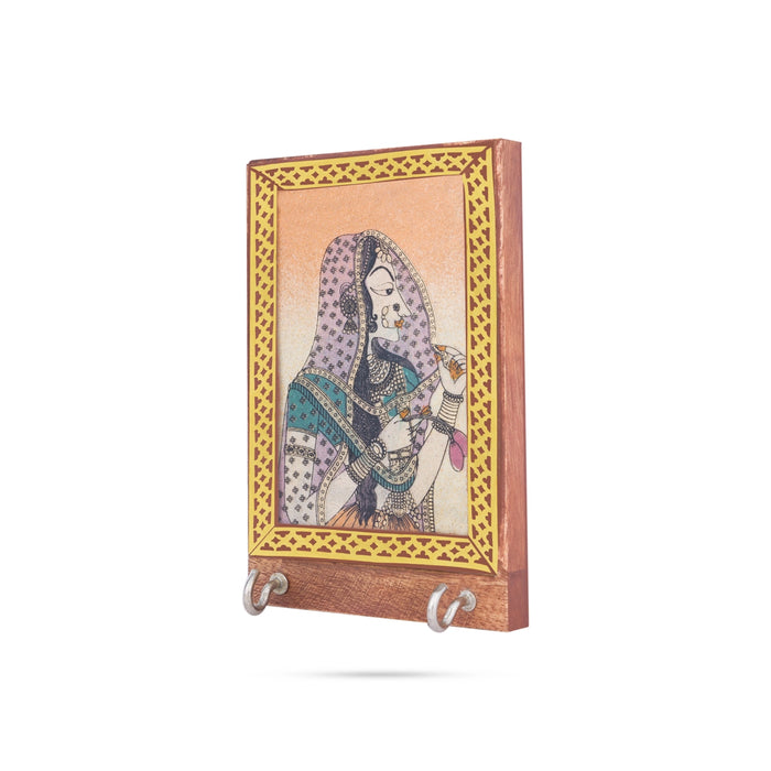 Key Holder - 4.5 x 3.5 Inches | Shesham Wooden Key Hanger/ Wall Mounted Key Stand for Home & Office