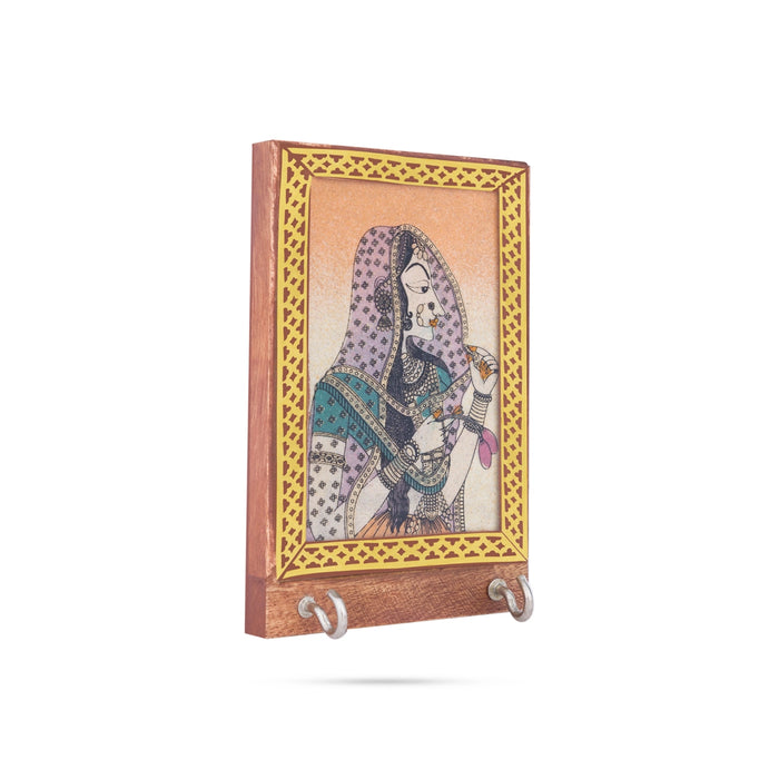 Key Holder - 4.5 x 3.5 Inches | Shesham Wooden Key Hanger/ Wall Mounted Key Stand for Home & Office