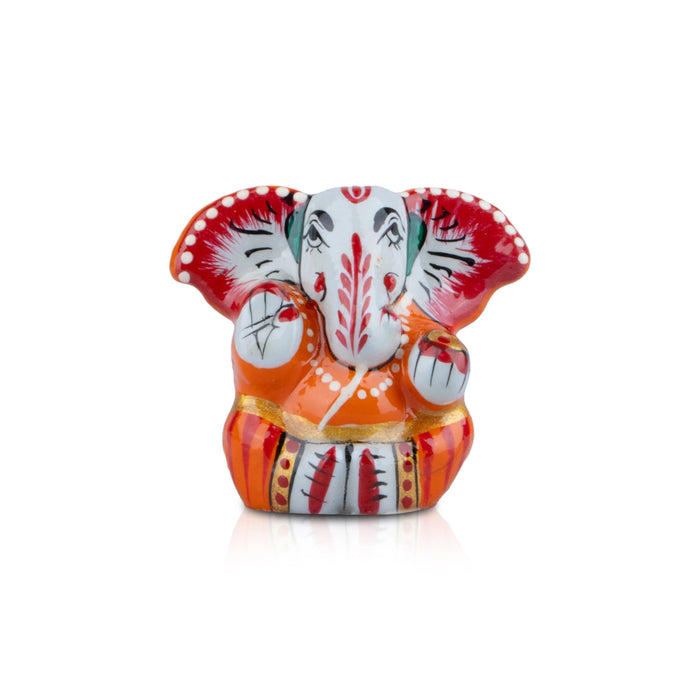 Ganesha with Big Ear Murti - 1 x 1.5 Inches | Metal Painted Ganapati Idol/ Vinayagar Statue