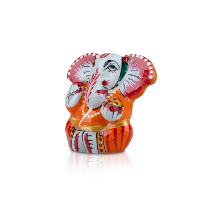 Ganesha with Big Ear Murti - 1 x 1.5 Inches | Metal Painted Ganapati Idol/ Vinayagar Statue
