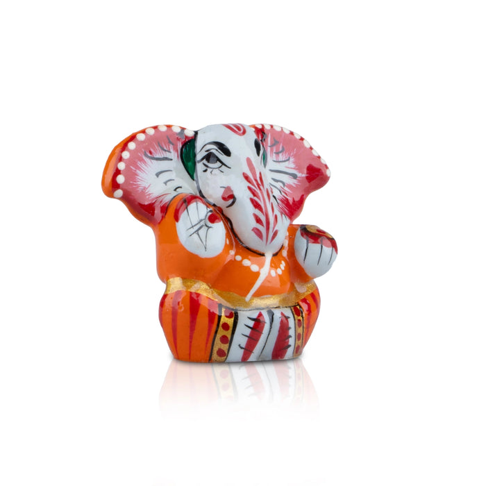 Ganesha with Big Ear Murti - 1 x 1.5 Inches | Metal Painted Ganapati Idol/ Vinayagar Statue