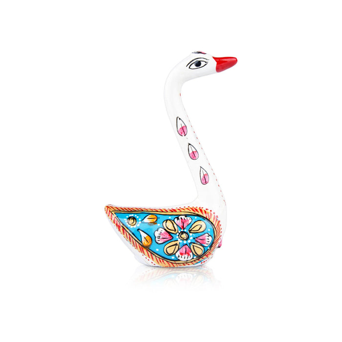 Swan Statue Pair - 3 x 2.5 Inches | Aluminium Murti/ Painted Swan Sculpture for Home Decor