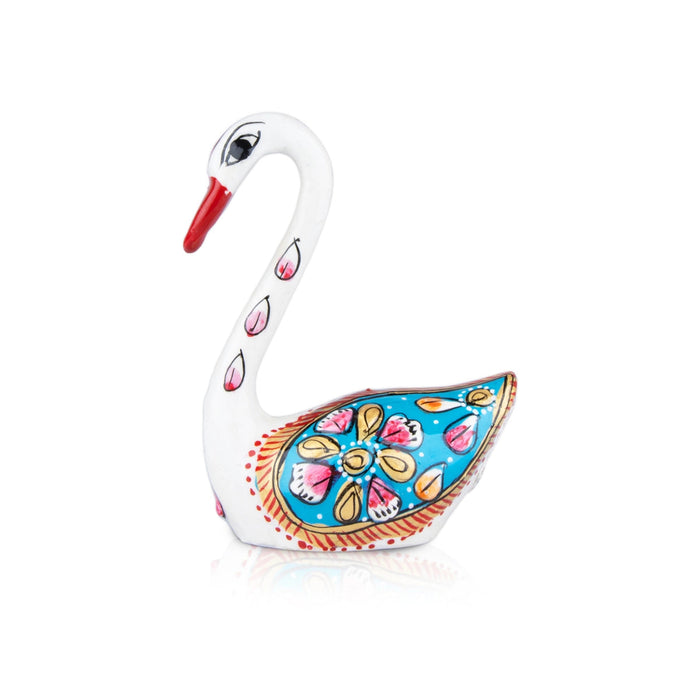 Swan Statue Pair - 3 x 2.5 Inches | Aluminium Murti/ Painted Swan Sculpture for Home Decor