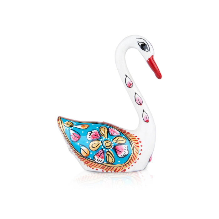 Swan Statue Pair - 3 x 2.5 Inches | Aluminium Murti/ Painted Swan Sculpture for Home Decor