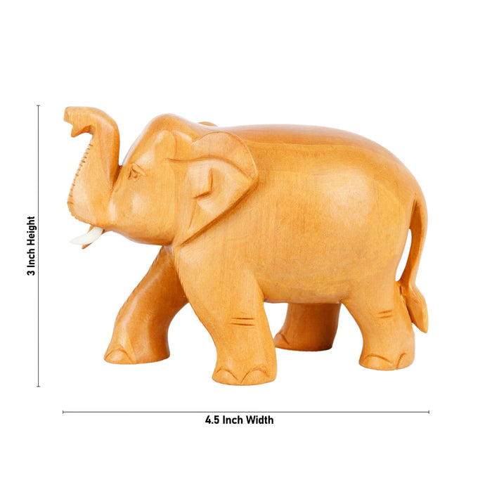 Elephant Statue - 3 x 4.5 Inches | Elephant Murti/ Trunk Up Elephant Figurine for Home Decor
