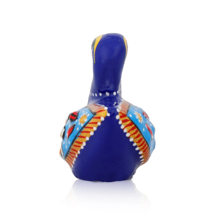 Duck Figurine - 1.5 x 2 Inches | Metal Duck Sculpture/ Blue Colour Painted Duck Statue for Home Decor