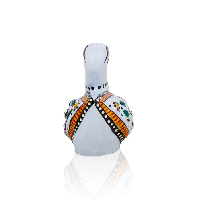Duck Figurine - 1.5 x 2 Inches | Metal Duck Statue/ White Colour Painted Duck Sculpture for Home Decor