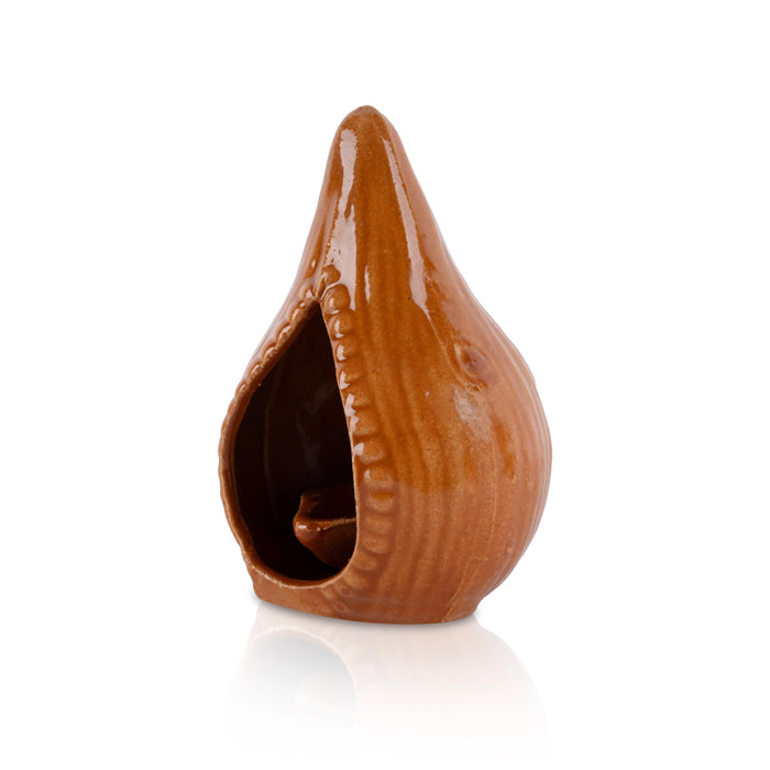 Kartik Deepam - 4.25 x 3 Inches | Coconut Shape Ceramic Lamp/ Karthik Deepam/ Agal Vilakku Deepam for Pooja