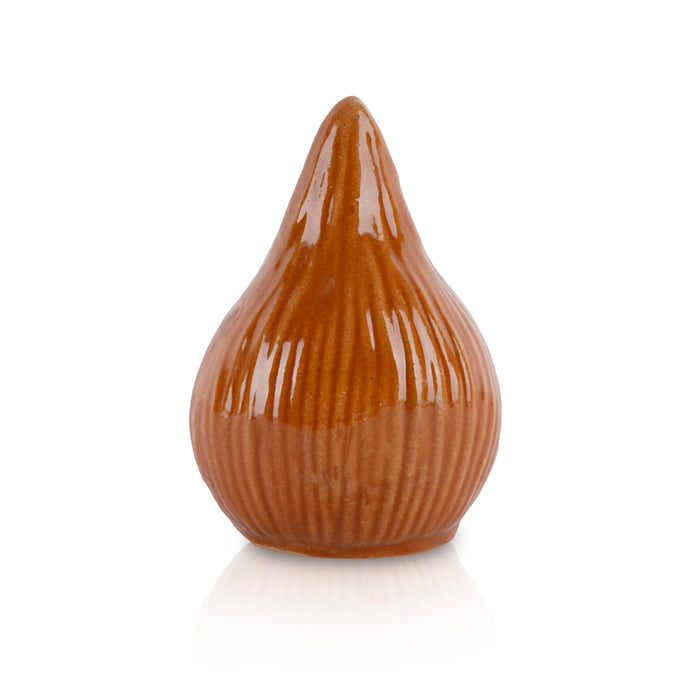 Kartik Deepam - 4.25 x 3 Inches | Coconut Shape Ceramic Lamp/ Karthik Deepam/ Agal Vilakku Deepam for Pooja
