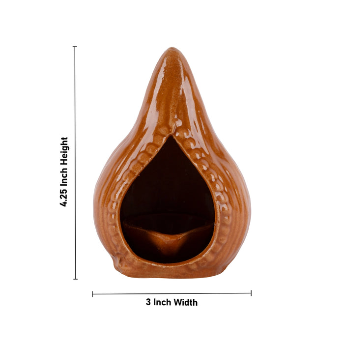 Kartik Deepam - 4.25 x 3 Inches | Coconut Shape Ceramic Lamp/ Karthik Deepam/ Agal Vilakku Deepam for Pooja