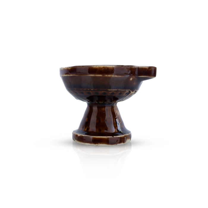 Agal Vilakku With Base - 2 x 3 Inches | 2 Pcs/ Ceramic Diya/ Oil Lamp for Karthigai Deepam