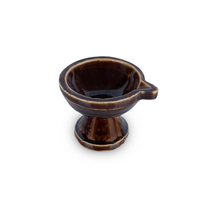 Agal Vilakku With Base - 2 x 3 Inches | 2 Pcs/ Ceramic Diya/ Oil Lamp for Karthigai Deepam